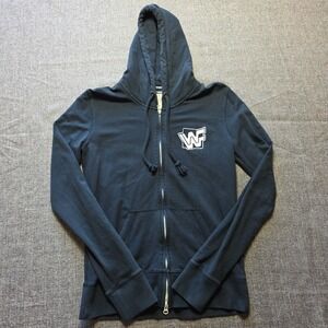 WWF Old School Full Zip Hoodie Embroidered Logo Size Medium Long Sleeve